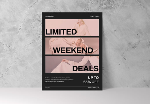 Black and Pink Fashion Sale Weekend Flyer Layout