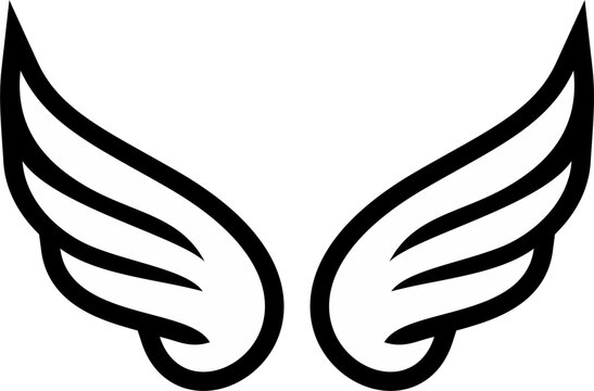A set of cupid wings silhouette icon, wing vector Valentines Day vector isolated on transparent background