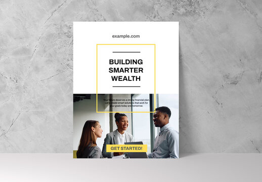Yellow and White Modern Financial Consulting Business Flyer Layout