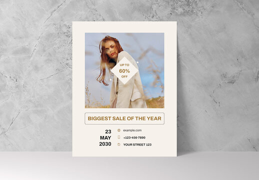 Beige and Brown Elegant Fashion Sale Flyer Layout