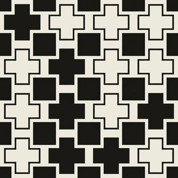 Modular Solid Block Seamless Pattern in Black and Bone for Textile Wrapping Paper Packaging and Poster Design