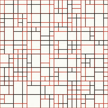 Asymmetric Rule Grid Seamless Pattern in Red and Black for Textile Wrapping Paper Packaging and Poster Design