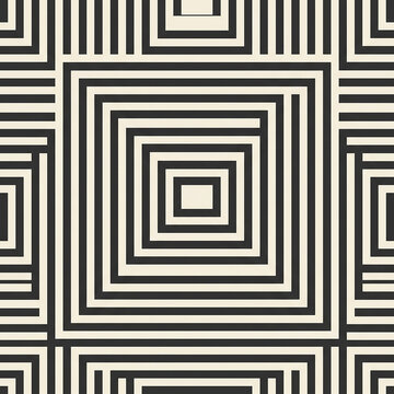 Nested Rectangle Margin Seamless Pattern in Charcoal and Cream for Textile Wrapping Paper Packaging and Poster Design