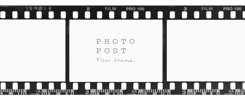 Vintage analog camera film strip layout with empty mock up frames.