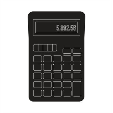 Digital calculator displaying the number 5 892.58 office supply line art
