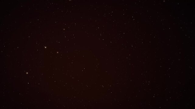 Abstract dark background with ember red particles and sparkling stars slowly drifting through deep outer space