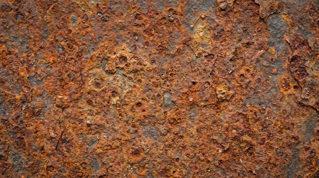 Abstract Rusty Metal Texture Background with Heavy Corrosion and Orange Rust Surface