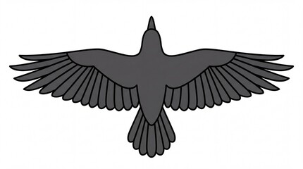 Fototapeta premium Black bird silhouette flying with spread wings
