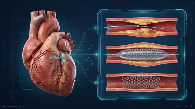 Coronary Angioplasty and Stent Placement Medical Illustration