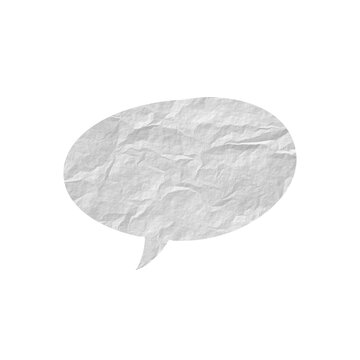 Cut out white round crumpled paper speech bubble scrapbook collages element
