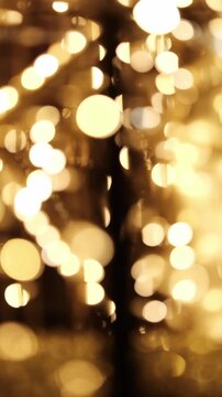 Glowing Golden Garland Creates An Abstract Christmas Bokeh Background For The Holidays