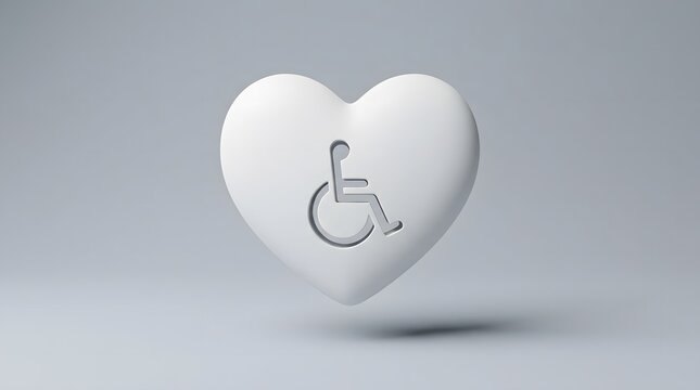 White heart with wheelchair accessibility symbol icon