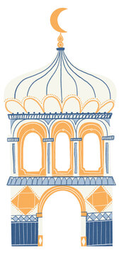Hand-drawn Doodle Mosque - White