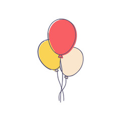 Three balloons red yellow cream tied together © lenata
