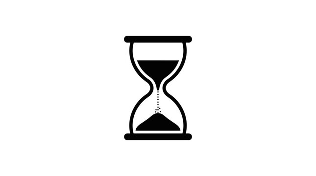 Hourglass timer with sand flowing through the neck.