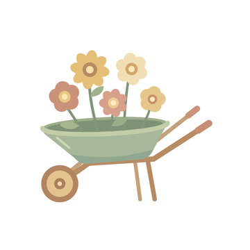 wheelbarrow with flowers