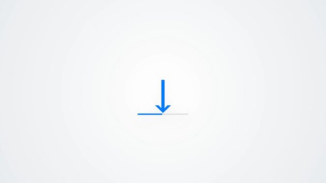 Minimal download animation with a downward arrow and progress indicator for software, websites, applications, file transfers, cloud services, and technology projects.