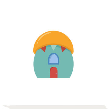 Cartoon house with domed roof isolated