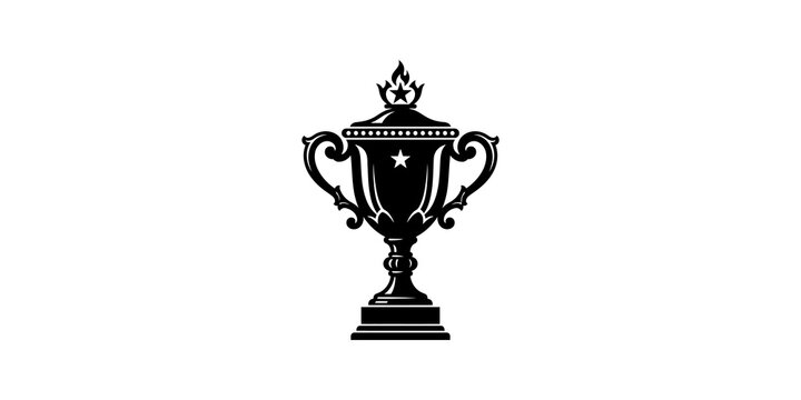 Trophy vector flat icon black, award for achievement and competition winner.