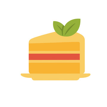 Illustration of a layered cake slice with leaves