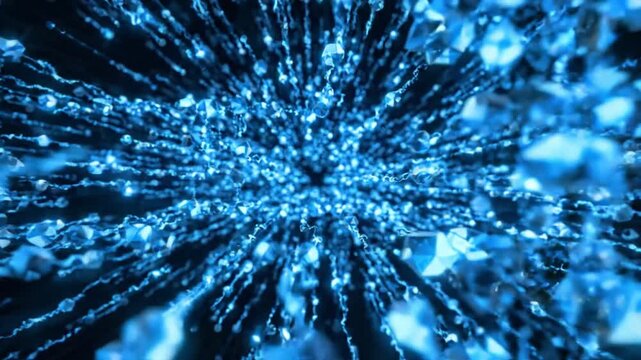 Dynamic blue abstract particles seamless loop technology background with digital data flow and futuristic fiber optic motion animation