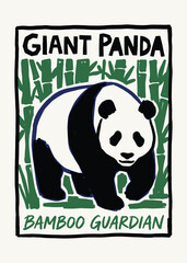 Giant panda graphic illustration for wildlife conservation and sustainable awareness © SnackInk
