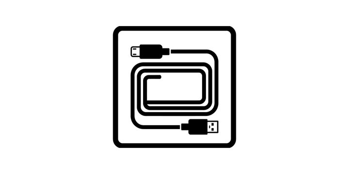 Charging cable cord icon for smartphone connectivity and power supply tech.