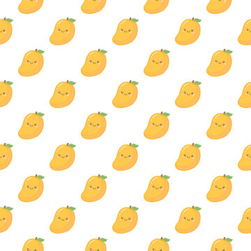 Cute Mango Seamless Pattern Vector Background