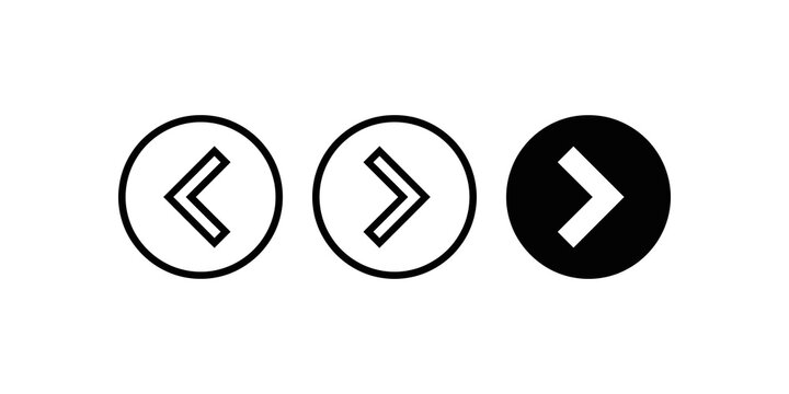 Three arrow navigation buttons for website interface or slide movement.