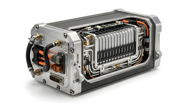 Electric vehicle battery module with cooling channels, lithium ion cells, electrical wiring and thermal management system for EV powertrain technology