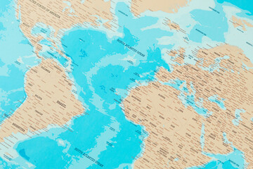 a vintage political map reproduction showing the continents and the oceans © Alejandro Bernal