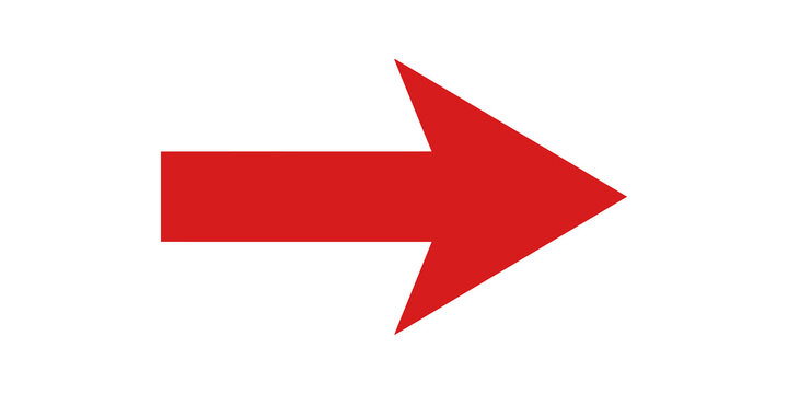 Red right-pointing sharp arrow symbol for navigation and direction.