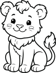 Obraz premium Charming cartoon lion cub sketch perfect for children's books and playful designs
