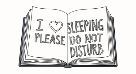 Obraz premium Black and white vector illustration of an open book featuring the text 