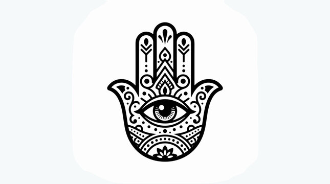 Ornate Hamsa Hand Symbol with Eye of Providence.