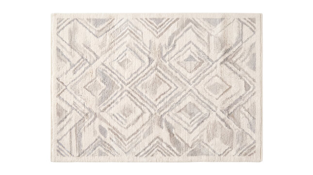 Modern geometric rug with diamond pattern, neutral beige living room area carpet, minimalist interior decor textiles