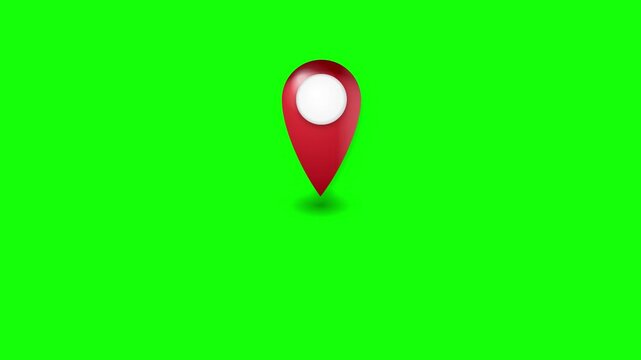 Red map location pin icon animation on green screen for navigation and travel projects map pin location marker