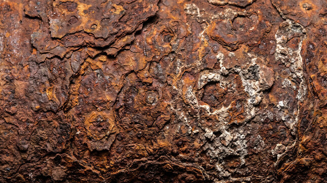Close-up of rusted metal surface showing corrosion patterns and texture for industrial design projects