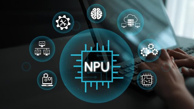 Conceptual illustration of a neural processing unit with visual elements depicting technology, computing, and artificial intelligence for digital innovation. Entropy.
