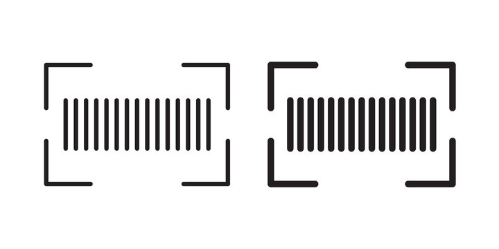 Barcode read icon flat outline in black