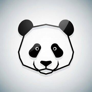 Geometric Panda Portrait: Clean Lines, Subtle Gradient