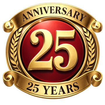 Golden anniversary badge celebrating twenty five years milestone achievement design