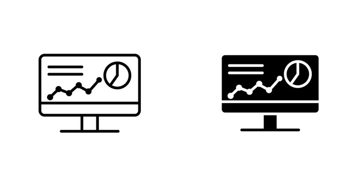 Data Analysing icon flat outline in black