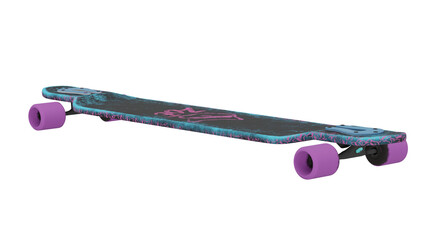 A skateboard rests on a white surface © santiago