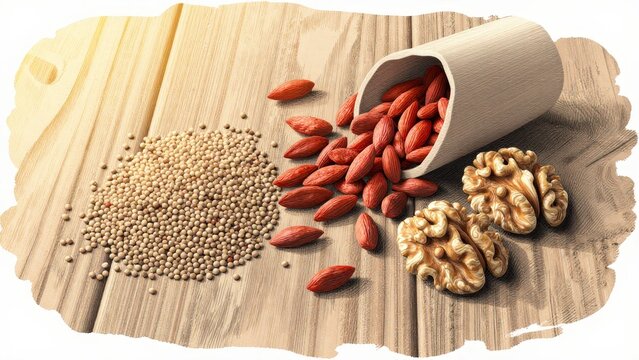 Fresh Organic Ingredients with Goji Berries, Nuts and Seeds