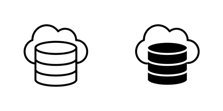 Cloud server icon flat outline in black