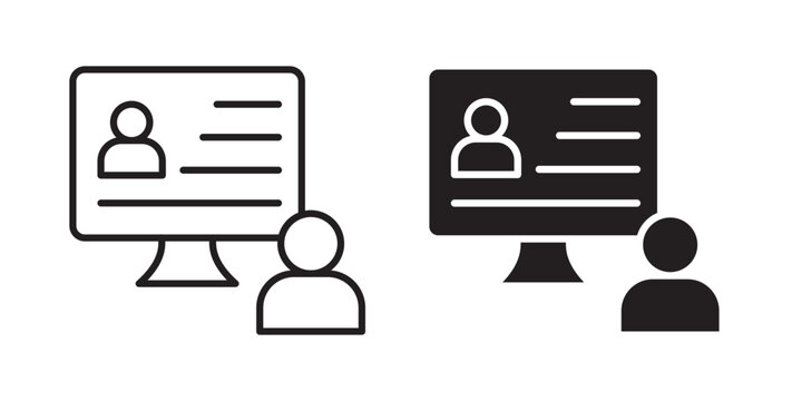 Online course icon flat outline in black