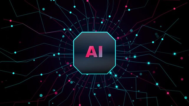 Abstract artificial intelligence concept with digital glowing neural network lines background