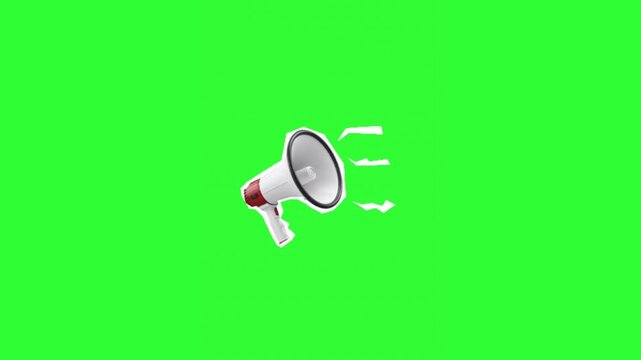 Unique green screen animation of a megaphone/loudspeaker.