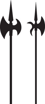 Two medieval polearms silhouettes halberds